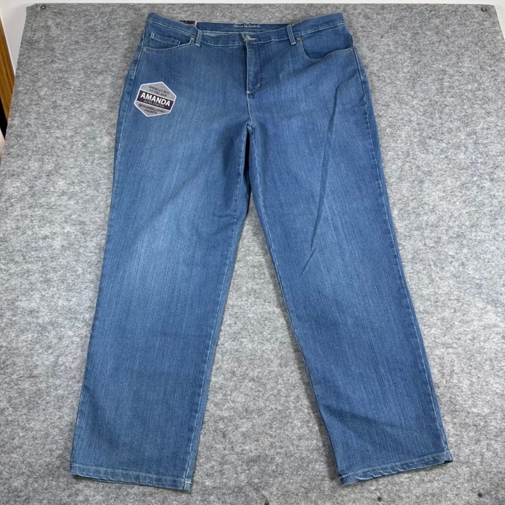 NWT Gloria Vanderbilt Amanda Jeans Blue Stretch Embellished Pockets Women 18W